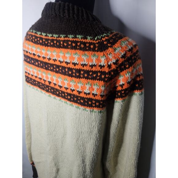 Vintage Handmade Fair Isle Design Mock Neck Knitted Sweater Dress Womens Large - Picture 6 of 7